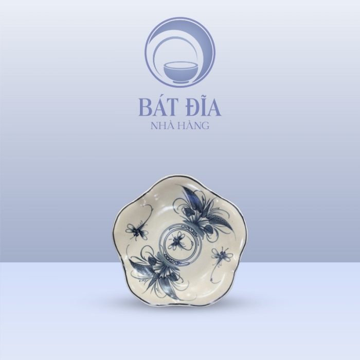 Đĩa Hoa Men Rạn Vẽ Chuồn Xanh