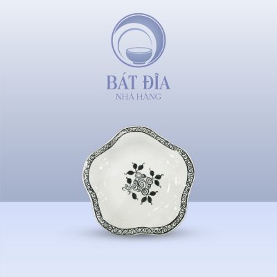 Đĩa Hoa Men Trắng Vẽ Hoa Dây