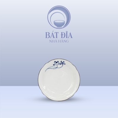 Đĩa Hoa Men Trắng Vẽ Sen Lam