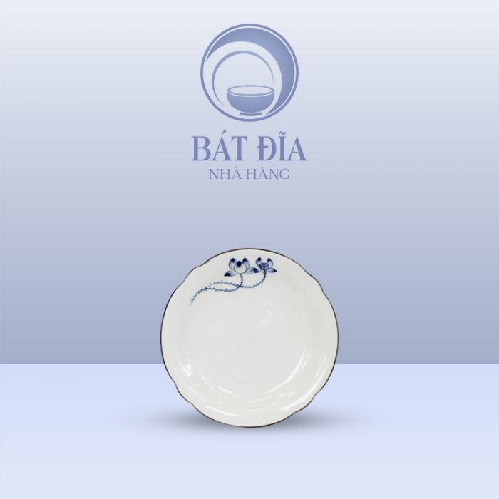 Đĩa Hoa Men Trắng Vẽ Sen Lam