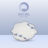 Đĩa Lá Bỏng Men Kem Vẽ Cá Xanh