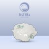 Đĩa Lá Bỏng Men Kem Vẽ Sen Xanh