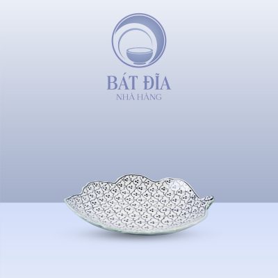 Đĩa Lá Bỏng Men Xanh Hoa Bèo