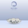 Đĩa Lá Bỏng Men Trắng Vẽ Hoa Sen Đen