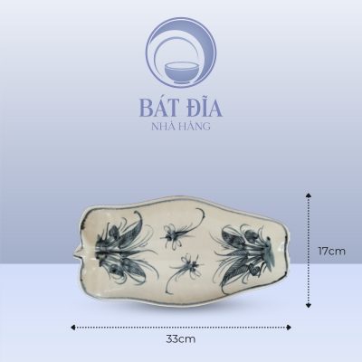 Kích Thước Đĩa Lá Chuối Men Rạn Vẽ Chuồn Xanh