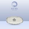 Đĩa Lá Chuối Men Trắng Vẽ Hoa Dây