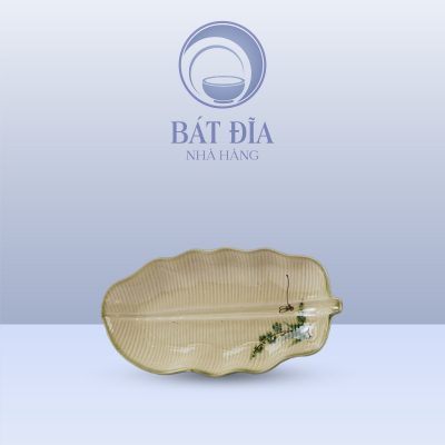 Đĩa Lá Chuối Men Xanh Đào Chuồn