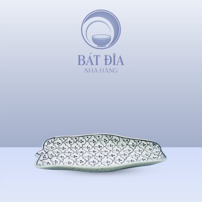 Đĩa Lá Chuối Men Xanh Hoa Bèo