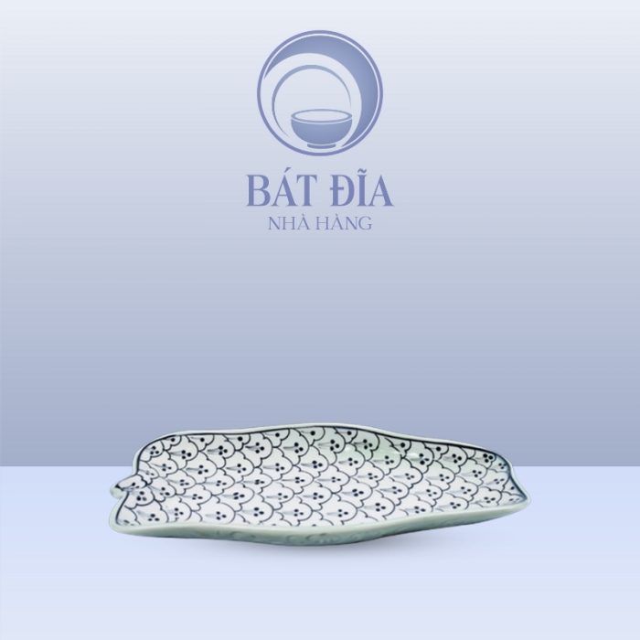 Đĩa Lá Chuối Men Xanh Hoa Bèo