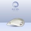 Đĩa Lá Cúc Men Kem Vẽ Sen Nâu