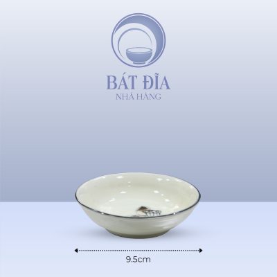 Kích Thước Đĩa Muối Men Kem Vẽ Sen Nâu