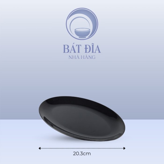 Kích Thước Đĩa Oval Ảo Melamine Đen