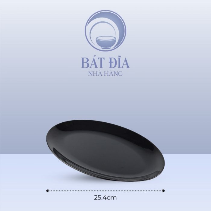 Kích Thước Đĩa Oval Ảo Melamine Đen