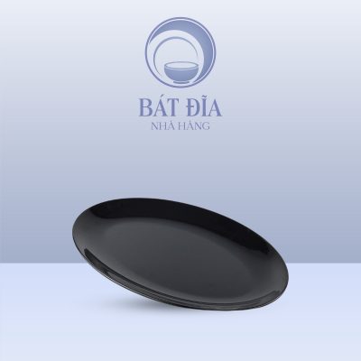 Đĩa Oval Ảo Melamine Đen