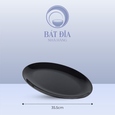 Kích Thước Đĩa Oval Ảo Melamine Đen