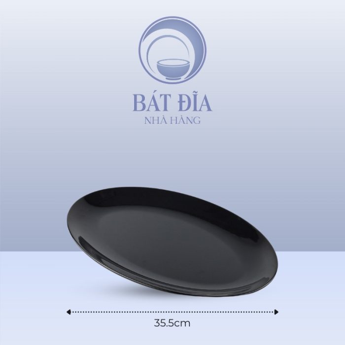 Kích Thước Đĩa Oval Ảo Melamine Đen