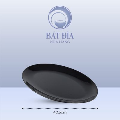 Kích Thước Đĩa Oval Ảo Melamine Đen