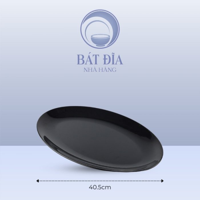 Kích Thước Đĩa Oval Ảo Melamine Đen