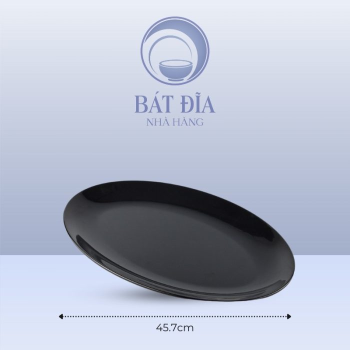 Kích Thước Đĩa Oval Ảo Melamine Đen