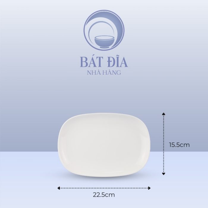 Kích Thước Đĩa Oval Ảo Melamine Trắng
