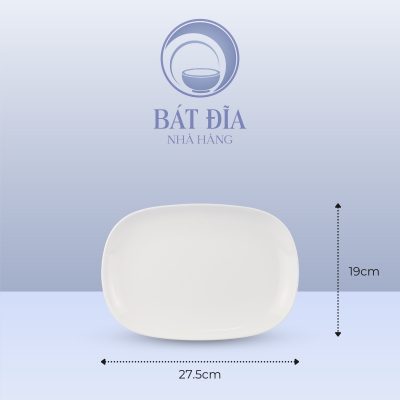 Kích Thước Đĩa Oval Ảo Melamine Trắng