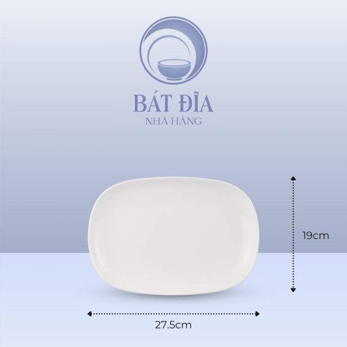 Kích Thước Đĩa Oval Ảo Melamine Trắng