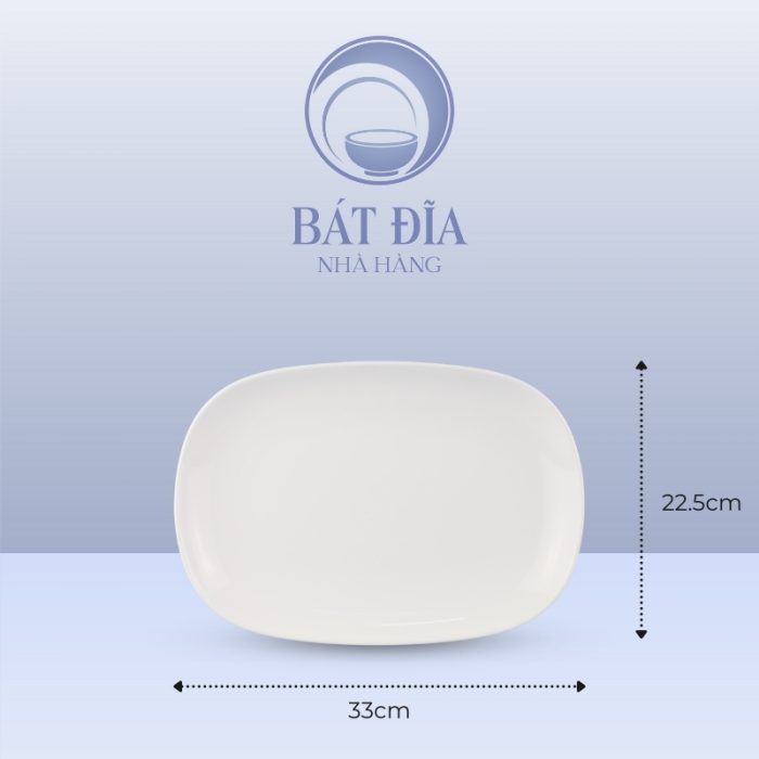 Kích Thước Đĩa Oval Ảo Melamine Trắng