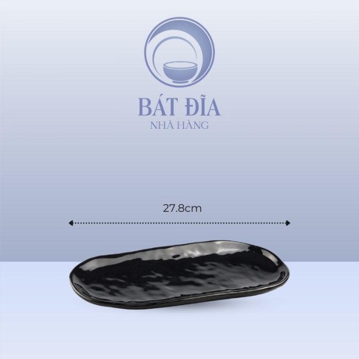 Kích Thước Đĩa Oval Melamine Đen
