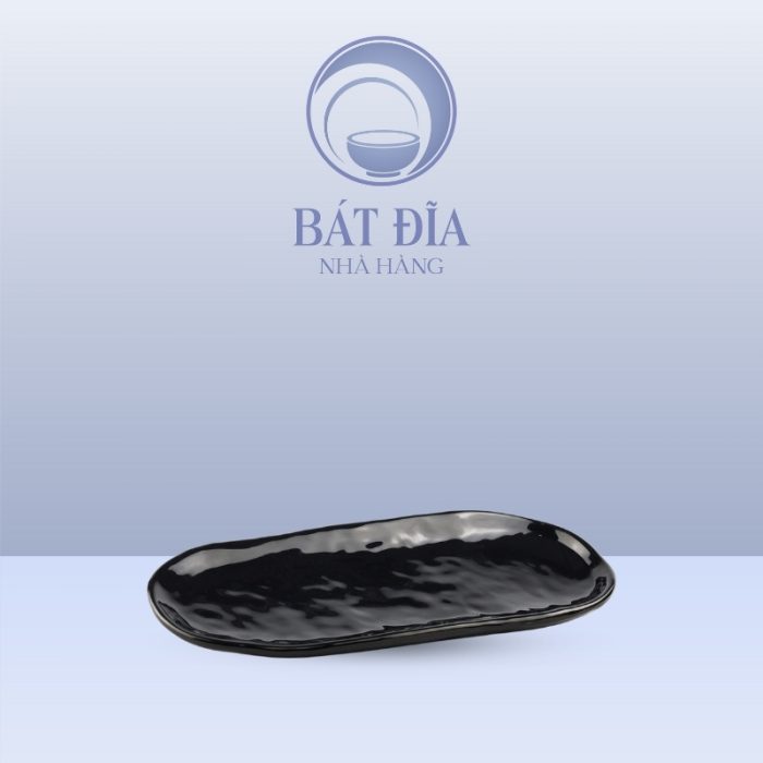 Đĩa Oval Melamine Đen