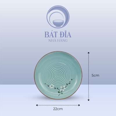 Kích Thước Đĩa Salad Men Lam Hoa Đào Trắng