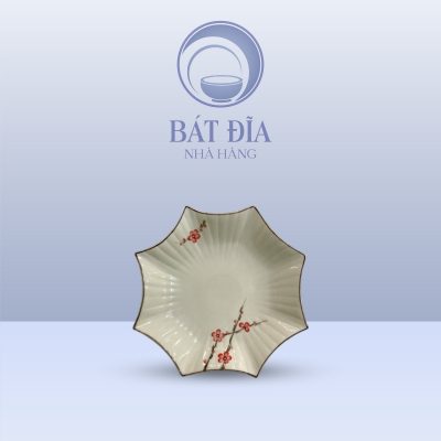 Đĩa Sao Men Kem Vẽ Đào Đỏ