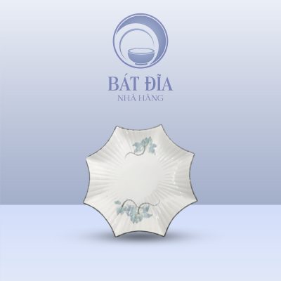 Đĩa Sao Men Kem Vẽ Sen Xanh