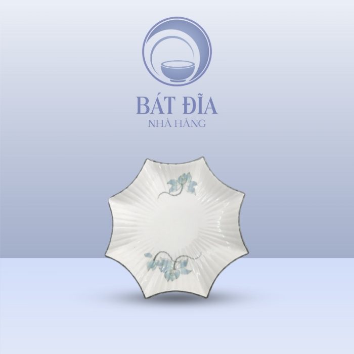 Đĩa Sao Men Kem Vẽ Sen Xanh