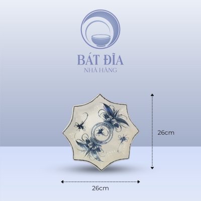 Kích Thước Đĩa Sao Men Rạn Vẽ Chuồn Xanh