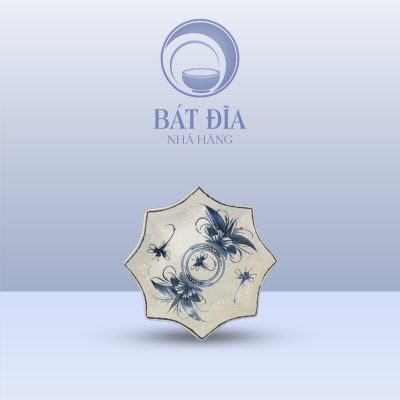 Đĩa Sao Men Rạn Vẽ Chuồn Xanh