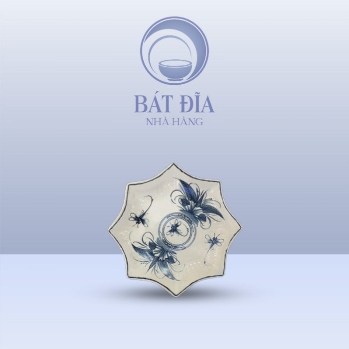 Đĩa Sao Men Rạn Vẽ Chuồn Xanh