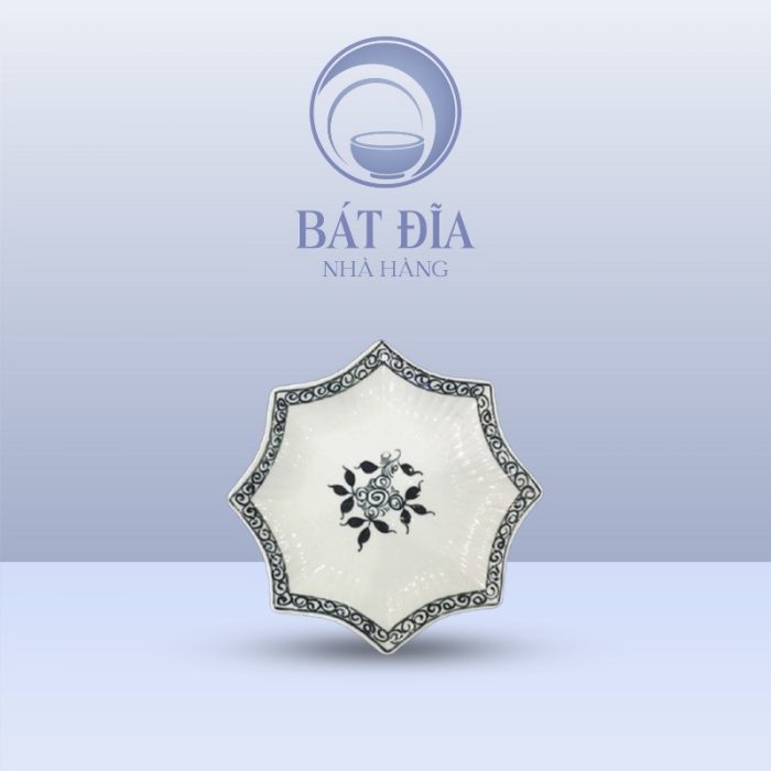 Đĩa Sao Men Trắng Vẽ Hoa Dây