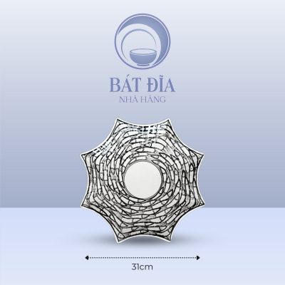 Đĩa Sao Men Trắng Vẽ Cá Đàn