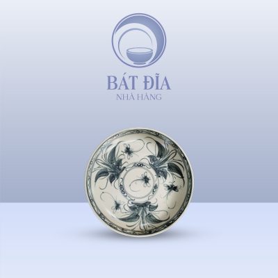 Đĩa Sâu Lòng Men Rạn Vẽ Chuồn Xanh