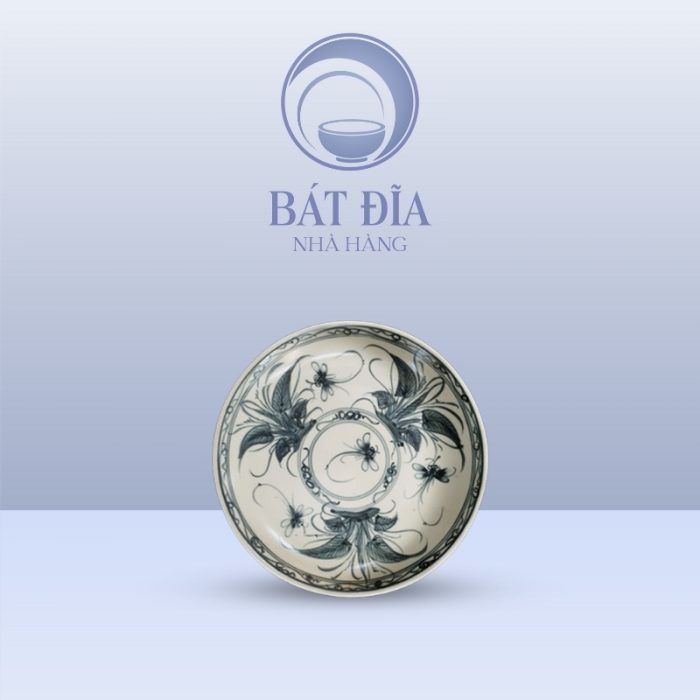 Đĩa Sâu Lòng Men Rạn Vẽ Chuồn Xanh