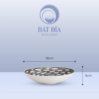 Đĩa Sâu Lòng Men Trắng Vẽ Cá Đàn