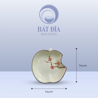 Kích Thước Đĩa Táo Men Kem Vẽ Đào Đỏ