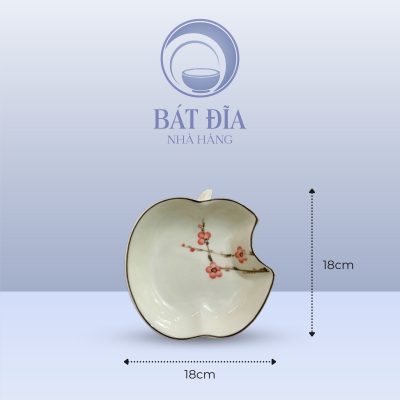 Kích Thước Đĩa Táo Men Kem Vẽ Đào Đỏ