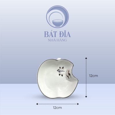 Kích Thước Đĩa Táo Men Kem Vẽ Sen Nâu
