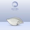 Đĩa Thuyền Men Kem Vẽ Sen Nâu
