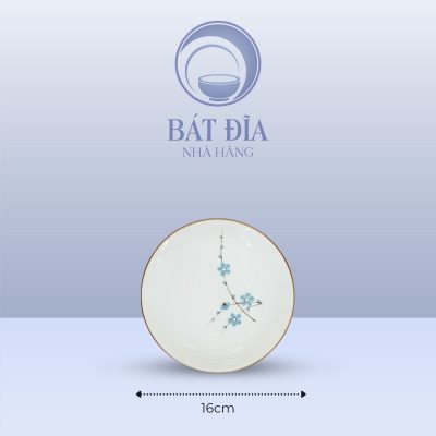 Kích Thước Đĩa Tròn 1 Lá Men Kem Hoa Đào Xanh
