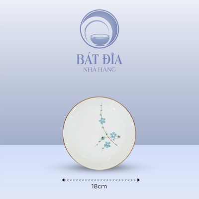 Kích Thước Đĩa Tròn 1 Lá Men Kem Hoa Đào Xanh