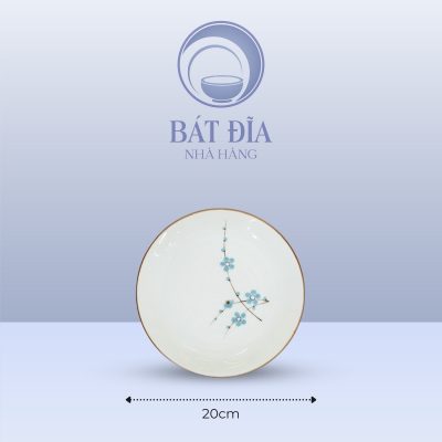 Kích Thước Đĩa Tròn 1 Lá Men Kem Hoa Đào Xanh