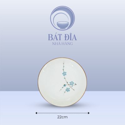 Kích Thước Đĩa Tròn 1 Lá Men Kem Hoa Đào Xanh