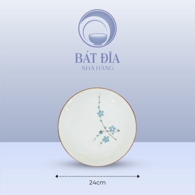 Kích Thước Đĩa Tròn 1 Lá Men Kem Hoa Đào Xanh